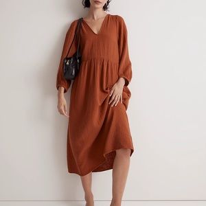 Madewell Lightspun V-Neck Midi Dress